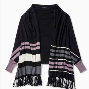 SMARTWOOL Black Striped Wedgewood Sweater Scarf Wrap/Shawl - New w/Tags – S/M